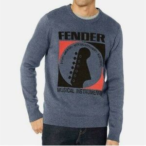 Lucky Brand ~ Men’s ~ Blue ~ Fender Guitar Graphic ~ Crewneck Sweater